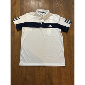 Adidas Tennis Polo Shirt White Men L ClimaLite Performance